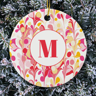 Monogram Abstract Retro Marble Pattern Ceramic Ornament
