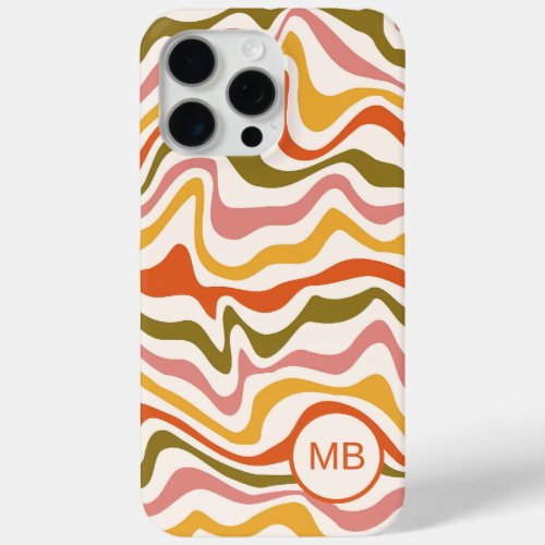  Monogram Abstract Stripes Modern Personalized iPhone 15 Pro Max Case