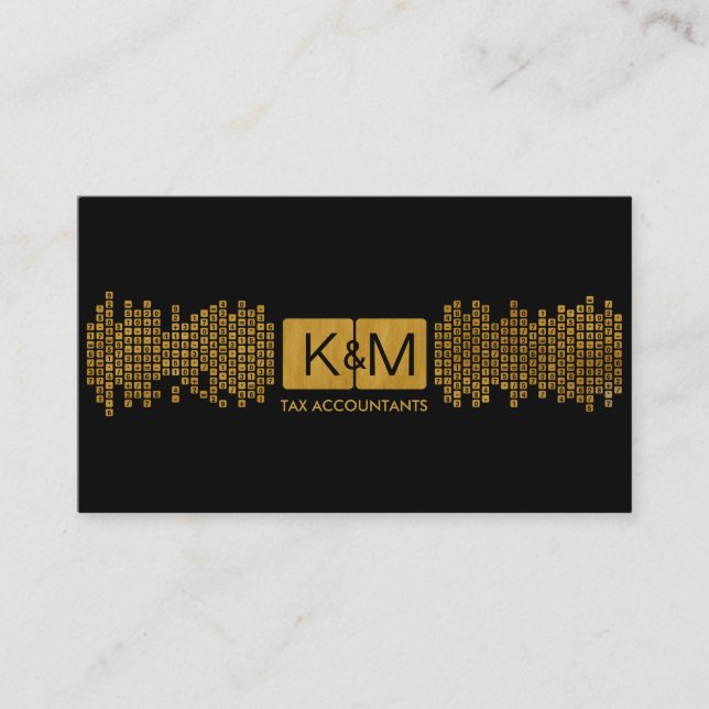 Monogram Accounting Company - Black and Gold Business Card (Front)
