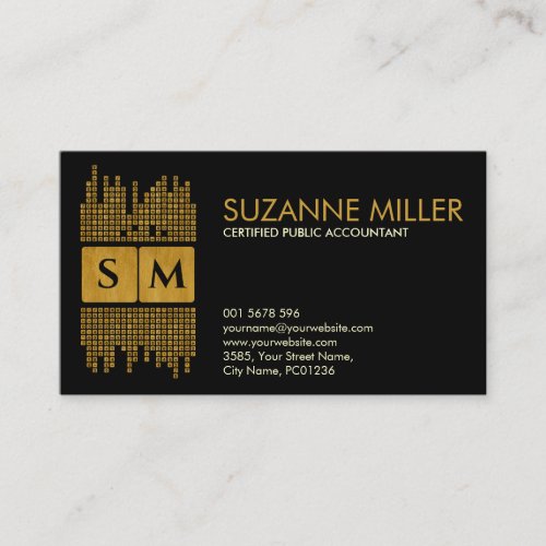Monogram Accounting Services _Black and Gold  Business Card