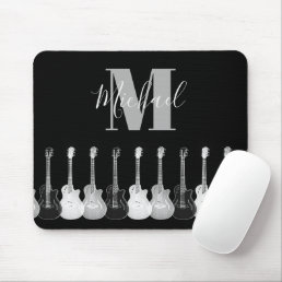 Monogram Acoustic electric guitar monochromatic Mouse Pad