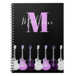 Monogram Acoustic guitar illustration pink Notebook