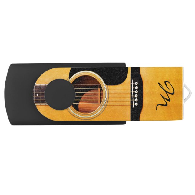 Monogram Acoustic Guitar Music USB Flash Drive (Front)