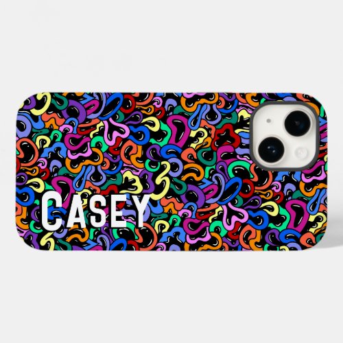 Monogram Add First Name Colorful Bubble Pattern Case_Mate iPhone 14 Case