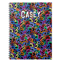 Monogram Add First Name Colorful Bubble Pattern Notebook