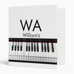 Monogram add initial letter name text piano music 3 ring binder
