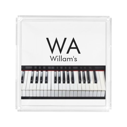 monogram add initial letter name text piano music acrylic tray
