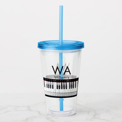 Monogram add initial letter name text piano music  acrylic tumbler