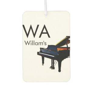 Monogram add initial letter name text piano music  air freshener