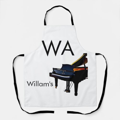 Monogram add initial letter name text piano music  apron