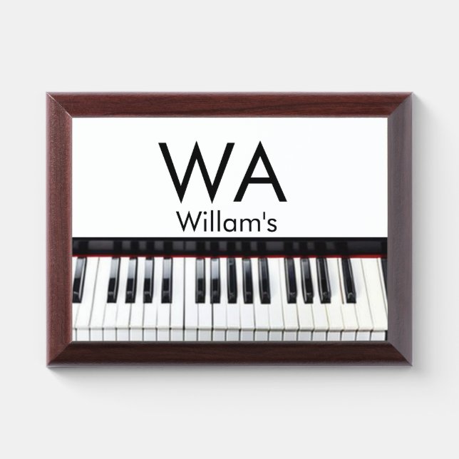 Monogram add initial letter name text piano music  award plaque (Horizontal)