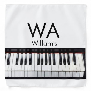Monogram add initial letter name text piano music bandana