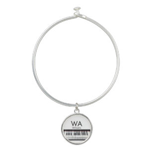 Monogram add initial letter name text piano music bangle bracelet