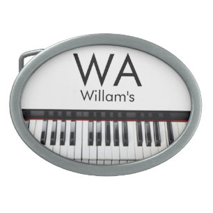 Monogram add initial letter name text piano music belt buckle