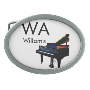 Monogram add initial letter name text piano music belt buckle