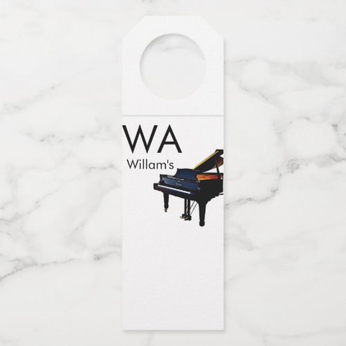 Monogram add initial letter name text piano music  bottle hanger tag