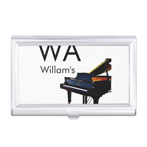 Monogram add initial letter name text piano music  business card case