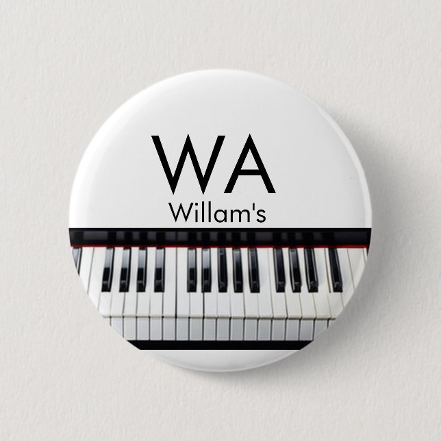 Monogram add initial letter name text piano music  button (Front)