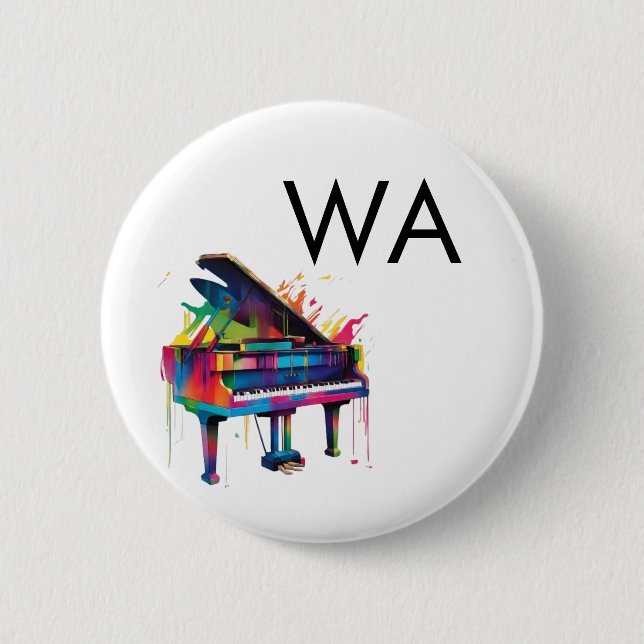 Monogram add initial letter name text piano music  button (Front)