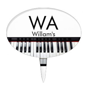 Monogram add initial letter name text piano music cake topper