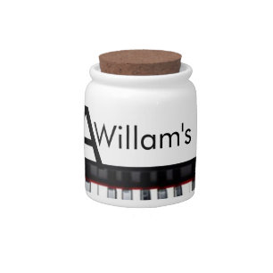 Monogram add initial letter name text piano music candy jar