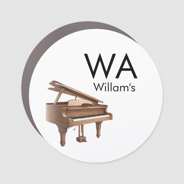 Monogram add initial letter name text piano music  car magnet (Front)