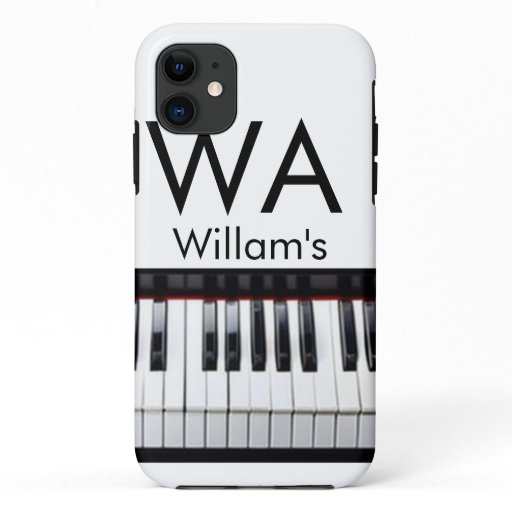 Monogram add initial letter name text piano music  iPhone 11 case