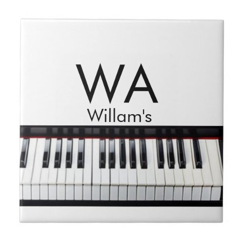 Monogram add initial letter name text piano music  ceramic tile