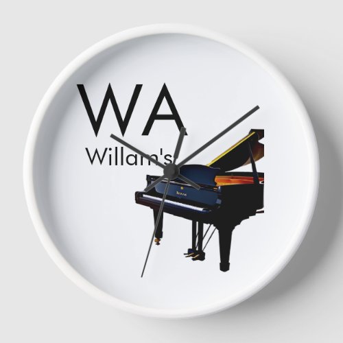 Monogram add initial letter name text piano music  clock