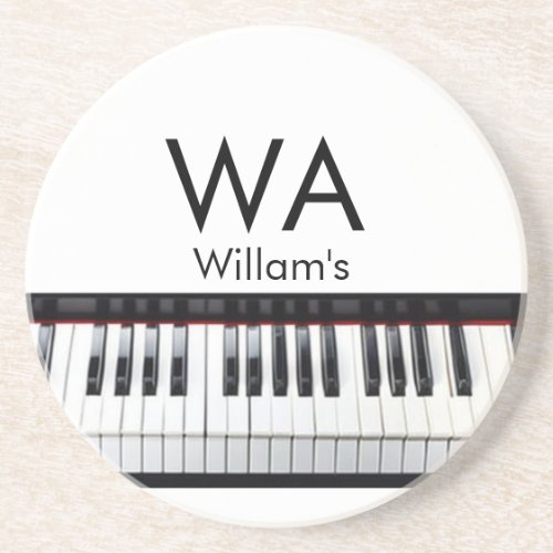 Monogram add initial letter name text piano music  coaster