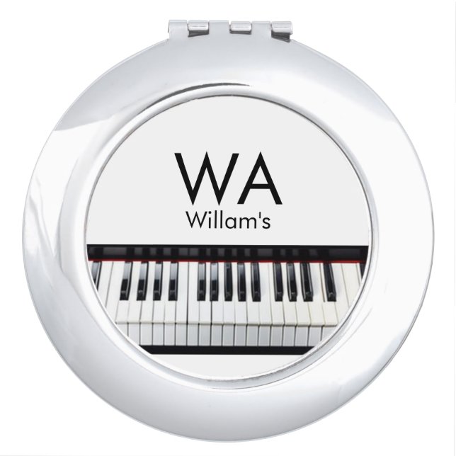 Monogram add initial letter name text piano music  compact mirror (Front)
