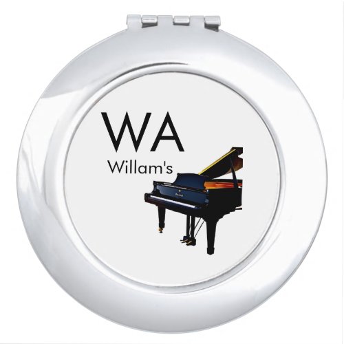 Monogram add initial letter name text piano music  compact mirror