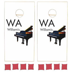 Monogram add initial letter name text piano music cornhole set