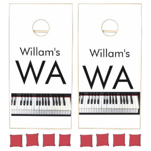 Monogram add initial letter name text piano music cornhole set