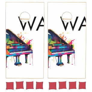 Monogram add initial letter name text piano music cornhole set