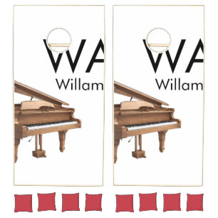 Monogram add initial letter name text piano music cornhole set