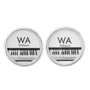 Monogram add initial letter name text piano music cufflinks