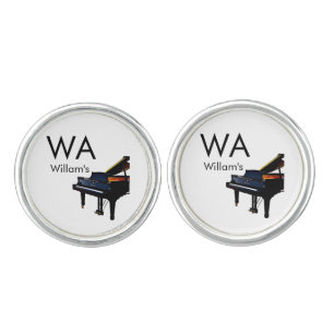 Monogram add initial letter name text piano music cufflinks