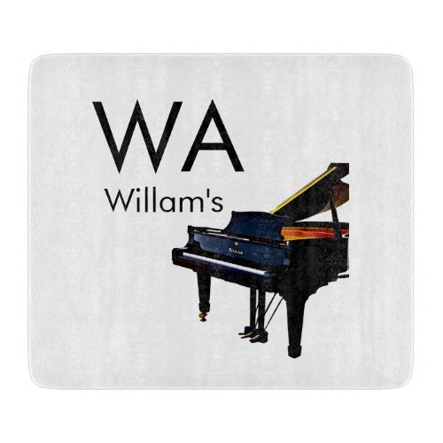 Monogram add initial letter name text piano music  cutting board