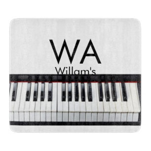 Monogram add initial letter name text piano music  cutting board