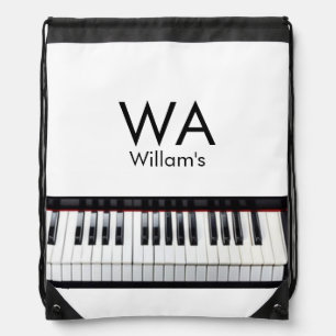 Monogram add initial letter name text piano music drawstring bag