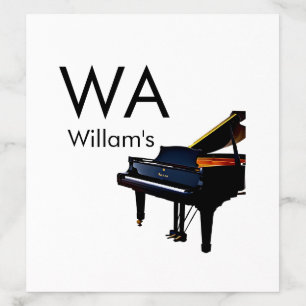 Monogram add initial letter name text piano music envelope liner