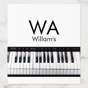Monogram add initial letter name text piano music envelope liner