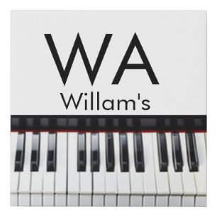 Monogram add initial letter name text piano music faux canvas print