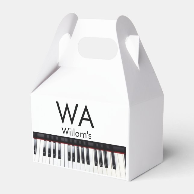 Monogram add initial letter name text piano music  favor boxes (Front Side)