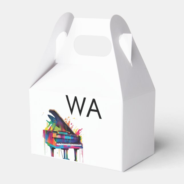 Monogram add initial letter name text piano music  favor boxes (Front Side)