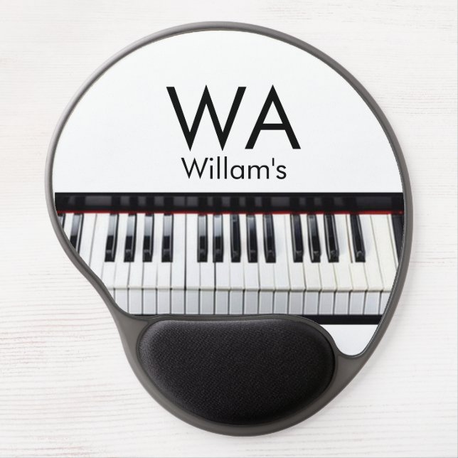 Monogram add initial letter name text piano music  gel mouse pad (Front)