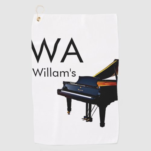 Monogram add initial letter name text piano music  golf towel