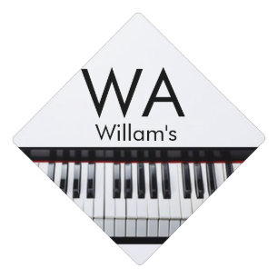 Monogram add initial letter name text piano music graduation cap topper