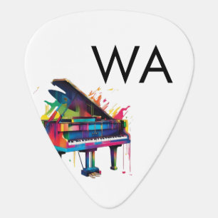 Monogram add initial letter name text piano music guitar pick